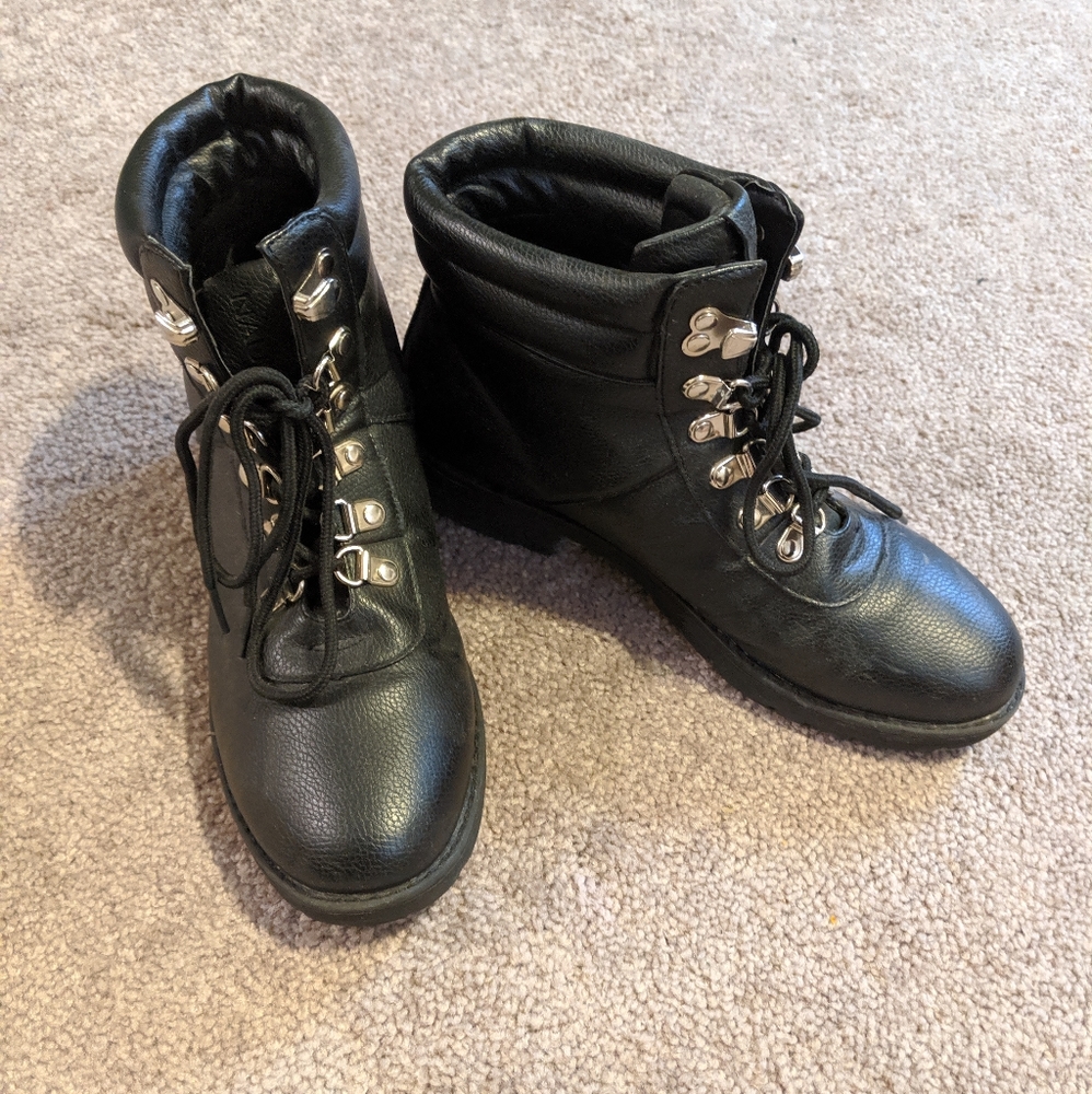 Nautica Faux Leather Combat Boots